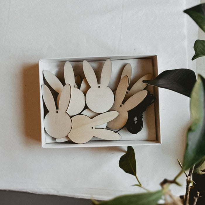 Deko 10er Set Hase aus Holz - "Philip"